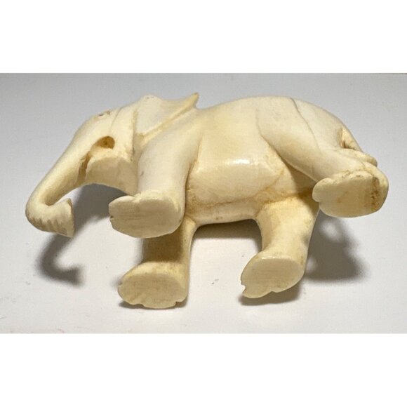 Elephant Miniature Sculpture Collectible Art Vintage Hand Carved 3 x 2.5" - Picture 4 of 6